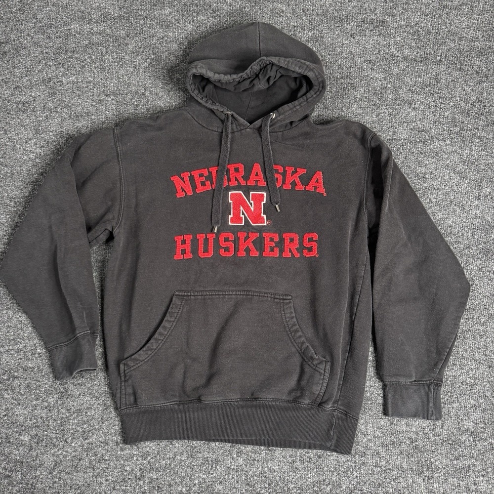 Old Varsity Brand Nebraska Huskers Embroidered‎ Hoodie Men's Small? Black